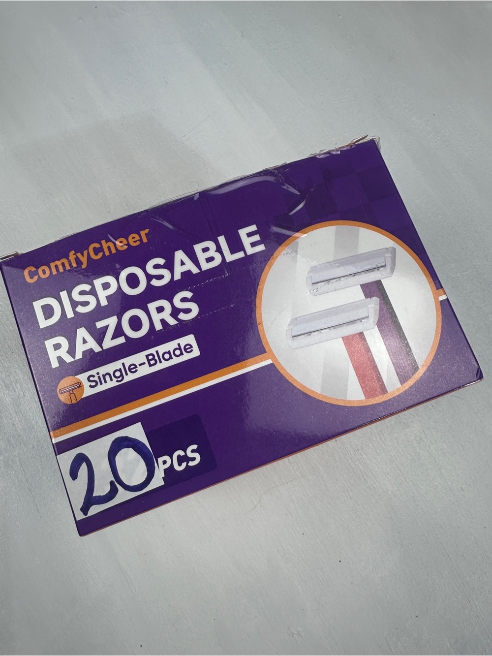 Purple & Orange Disposable Single-Blade Razors - 20 pcs